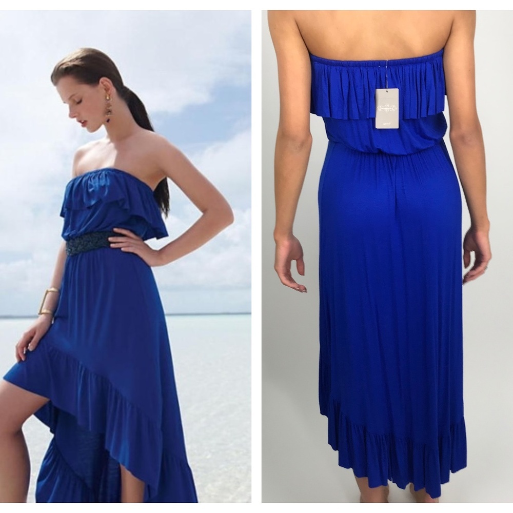 Anthropologie Royal Blue Damia Strapless Maxi XS